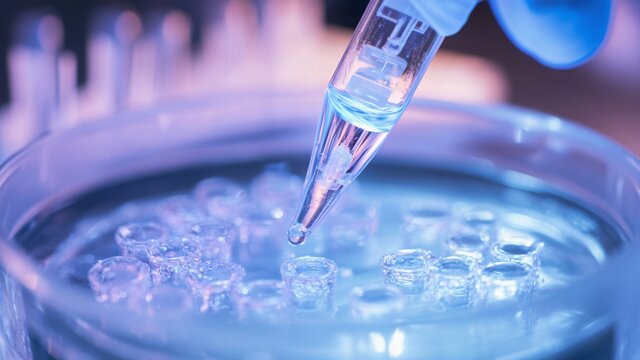 Eine Pipette und Reagenzgefäße bei der Invitro-Fertilisation. | © AdobeStock_986433583