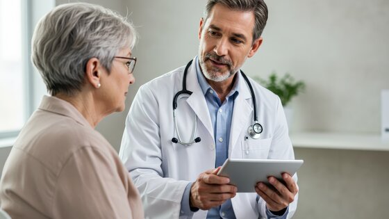 Ein Arzt berät eine ältere Patientin. | © AdobeStock_1468430943