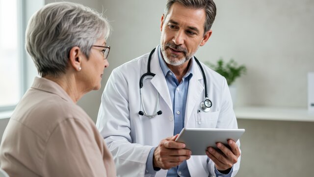 Ein Arzt berät eine ältere Patientin. | © AdobeStock_1468430943